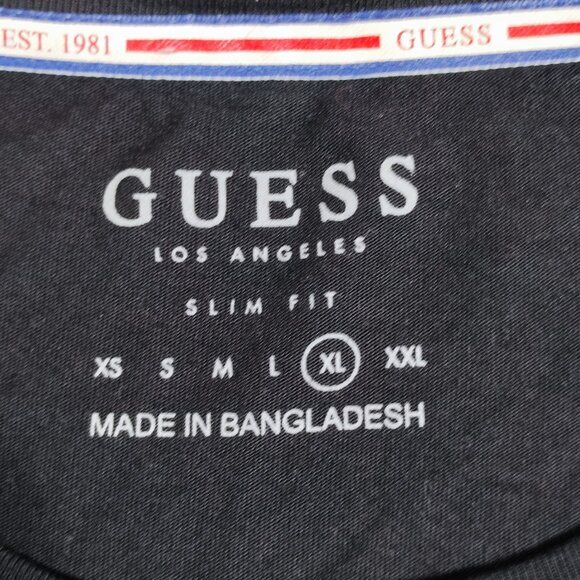 Guess long sleeve T-shirt men's size XL slim fit black with graphic design - Picture 4 of 9